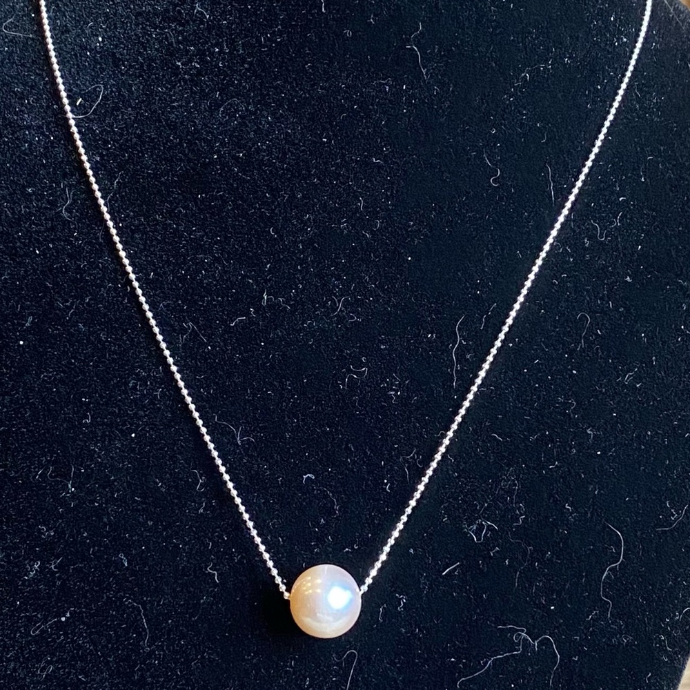 GENUINE 925 Sterling Silver South Sea Freshwater Pearl Pendant Necklace - Picture 9 of 10